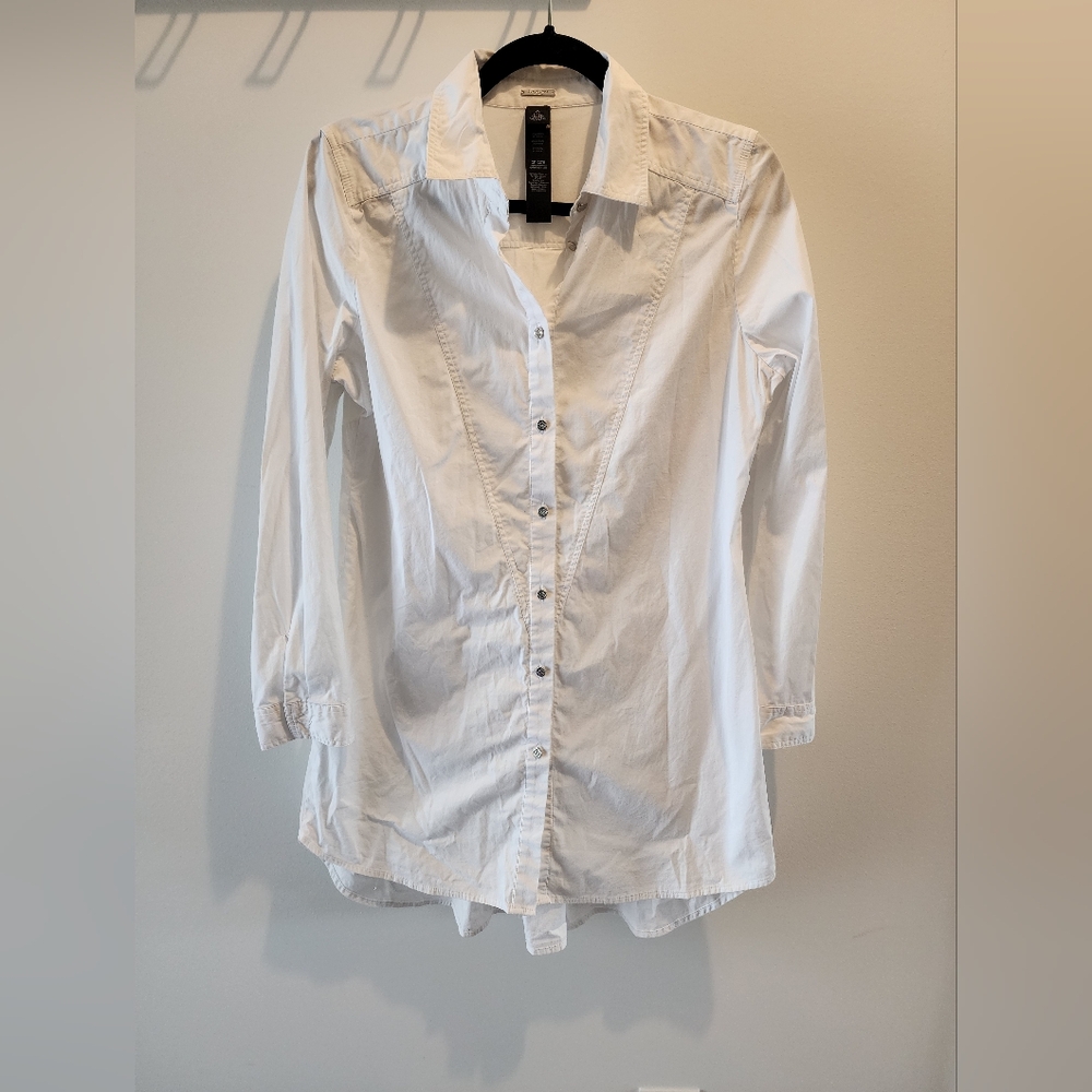 Chico's size 0 long white button down shirt